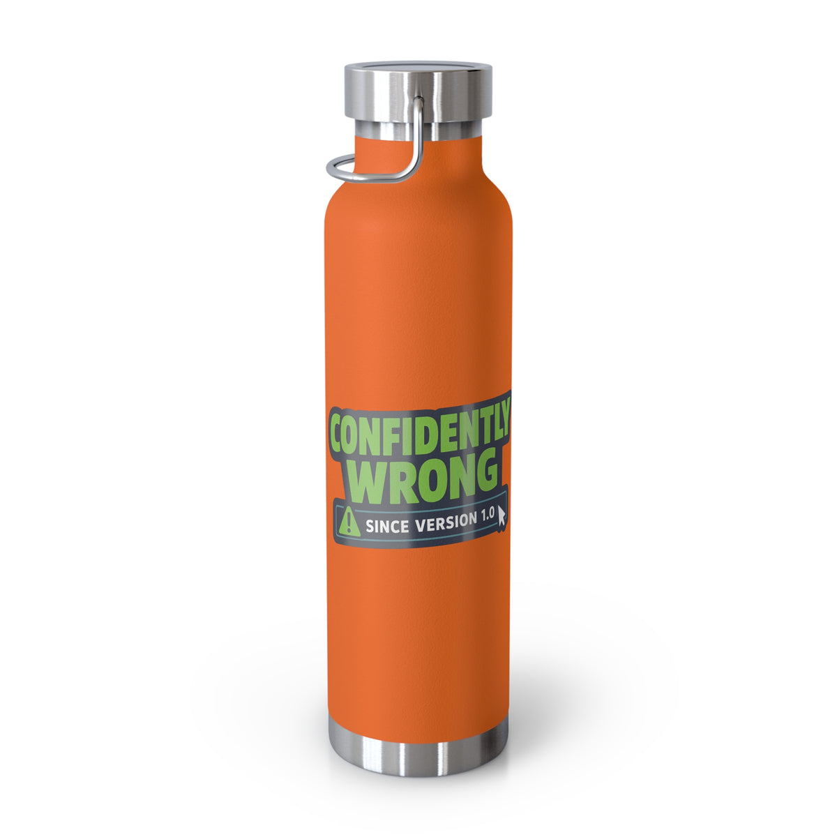 Water Bottle featuring "Confidently Wrong" AI humor design by AIronic, gallery view 16