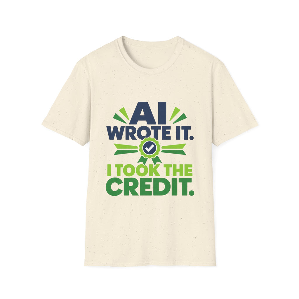 T-Shirt featuring "AI Wrote It. I Took the Credit." AI humor design by AIronic, gallery view 22
