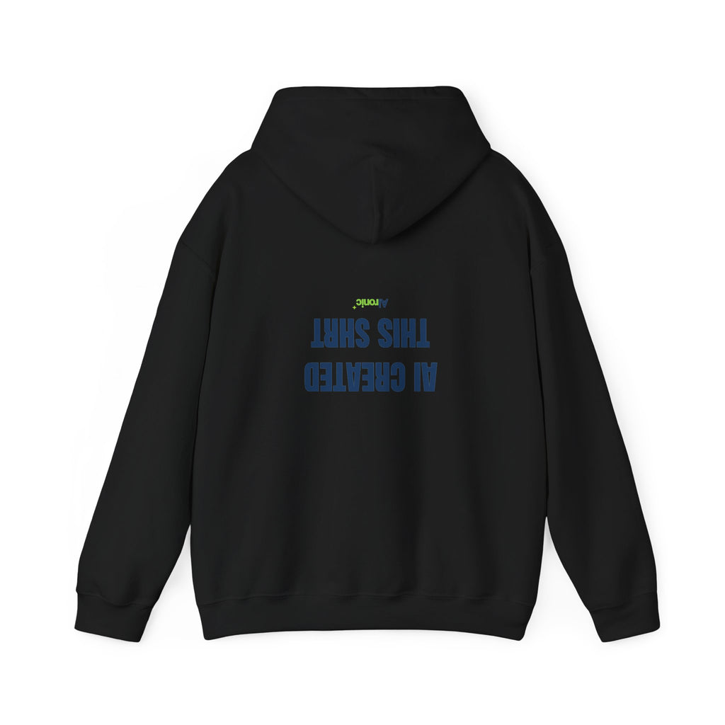 Sport Grey hoodie featuring “AI created this shirt” AI humor design by AIronic, catalog view 2