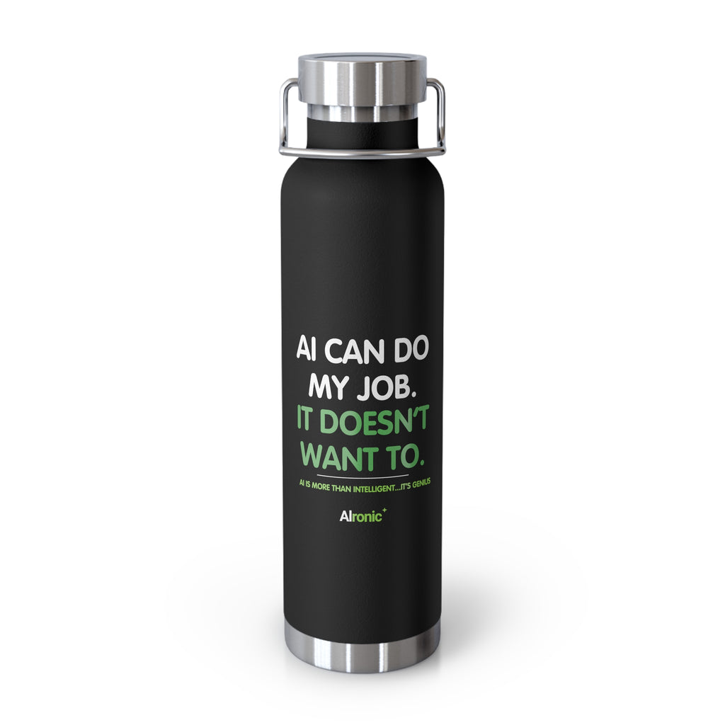 Water Bottle featuring “AI Can Do My Job” AI humor design by AIronic, gallery view 4