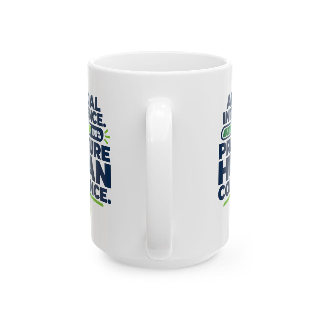 AIronic mug featuring "Premature Human Confidence" AI humor design, gallery view 6