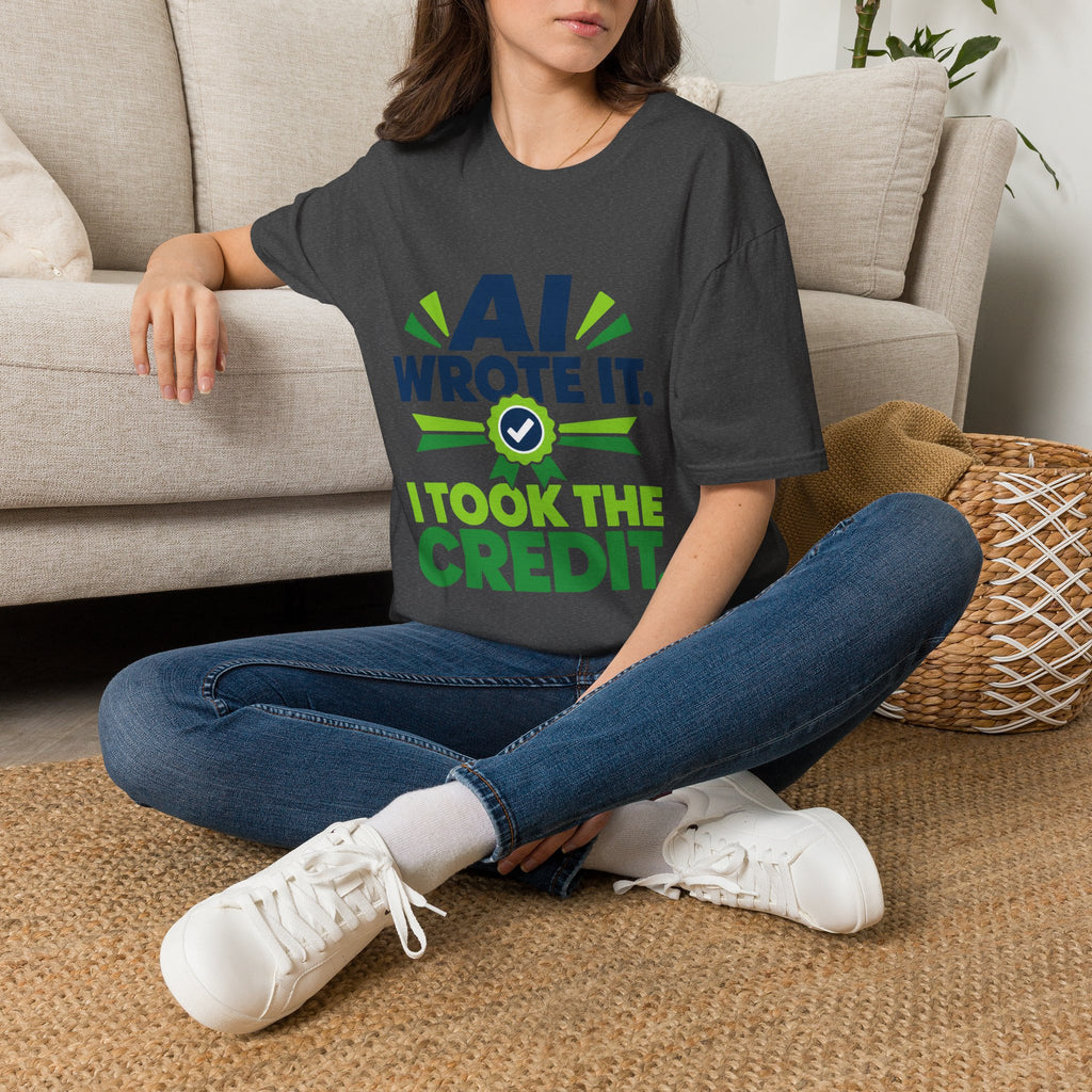 T-Shirt featuring "AI Wrote It. I Took the Credit." AI humor design by AIronic, gallery view 25