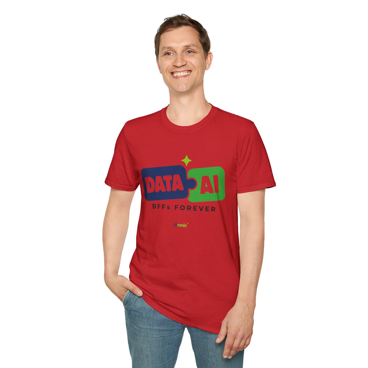 AIronic T-Shirt featuring "Data + AI BFFs Forever" AI humor design, gallery view 33