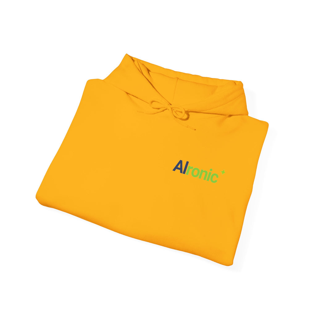 Hoodie featuring "AIronic Minimal Logo" AI humor design by AIronic, gallery view 26