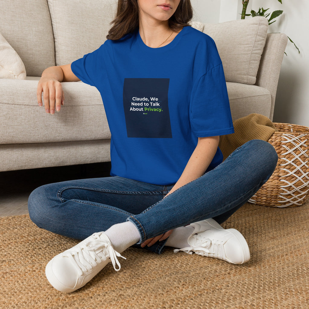 T-Shirt featuring "Claude Privacy" AI humor design by AIronic, gallery view 34