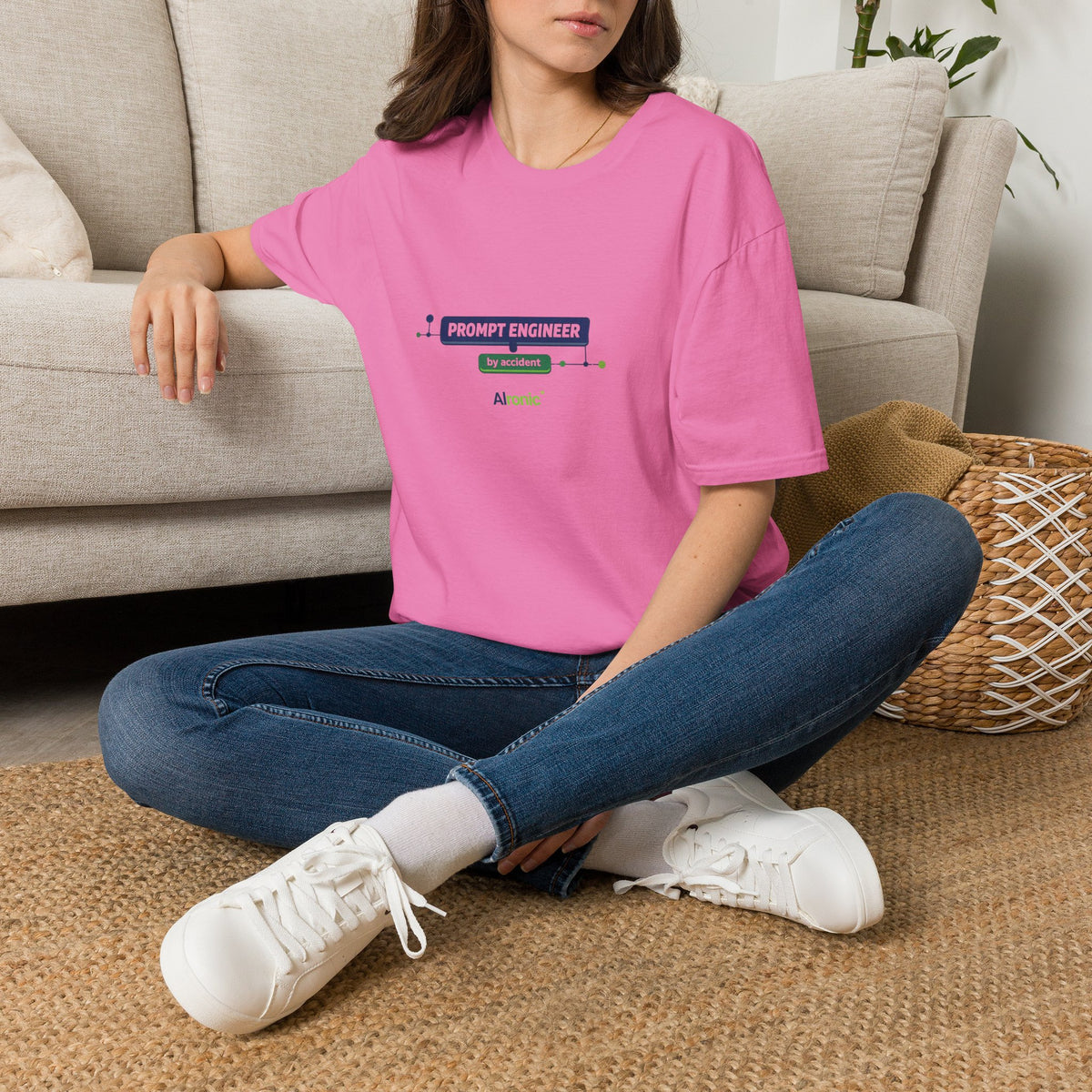 T-Shirt featuring "Prompt Engineer by Accident" AI humor design by AIronic, gallery view 40