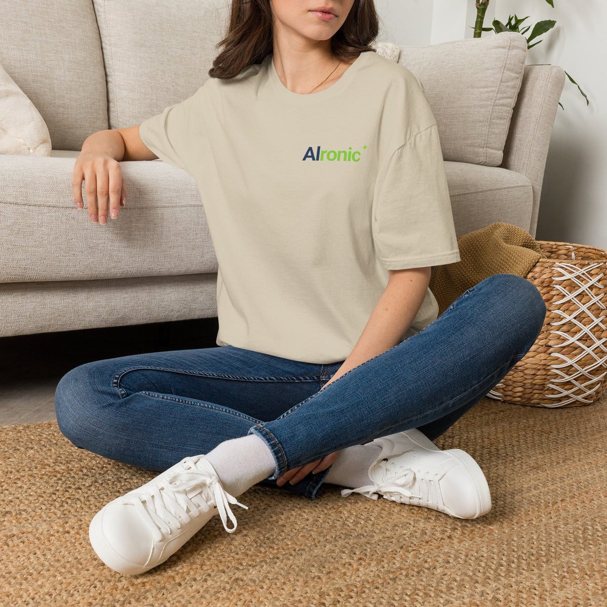 T-Shirt featuring "AIronic Minimal Logo Edition" AI humor design by AIronic, gallery view 19