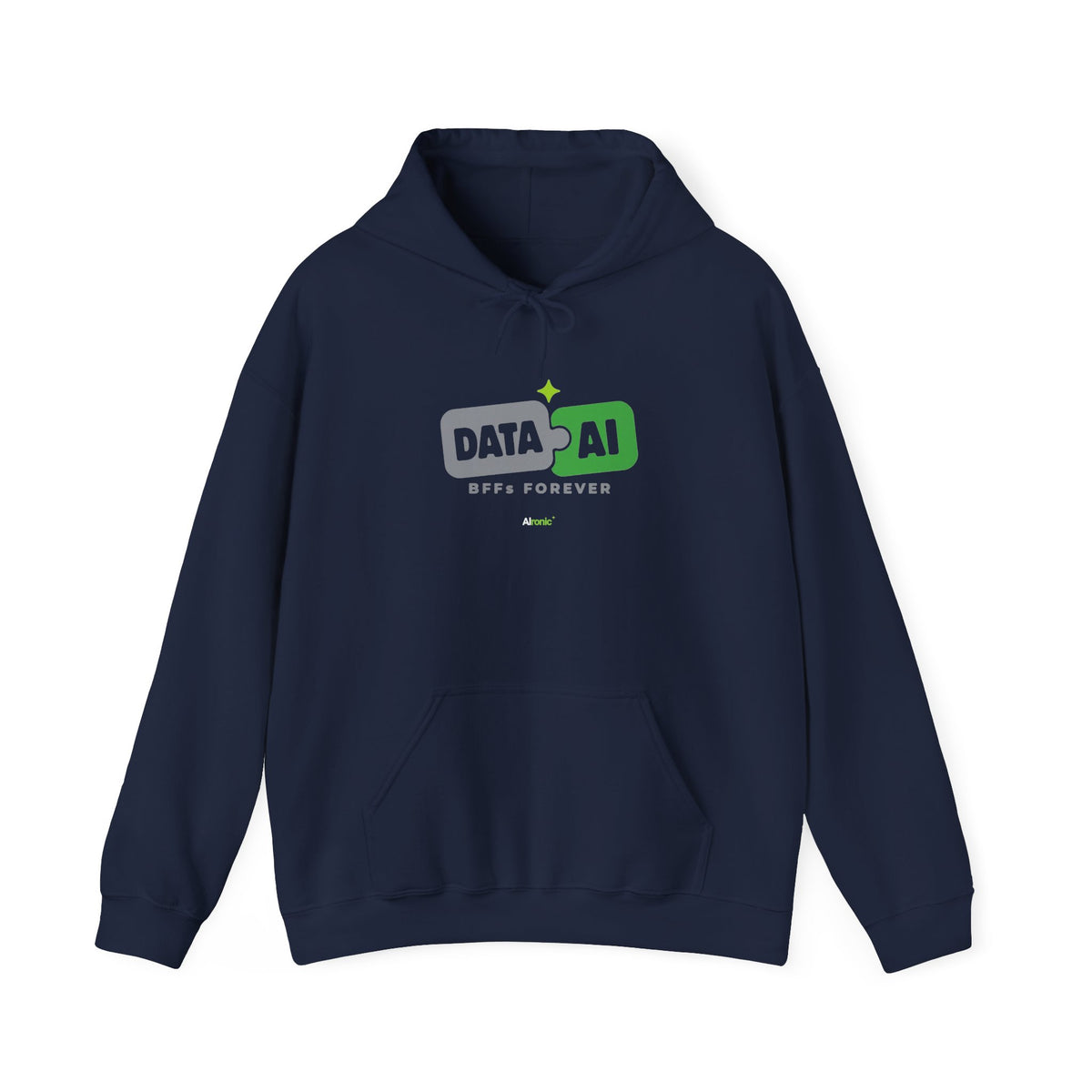 AIronic Hoodie featuring "Data + AI BFFs Forever" AI humor design, gallery view 10