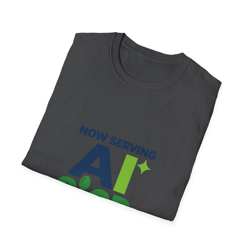 AIronic T-shirt featuring "Now Serving AI Slop" AI humor design, gallery view 25