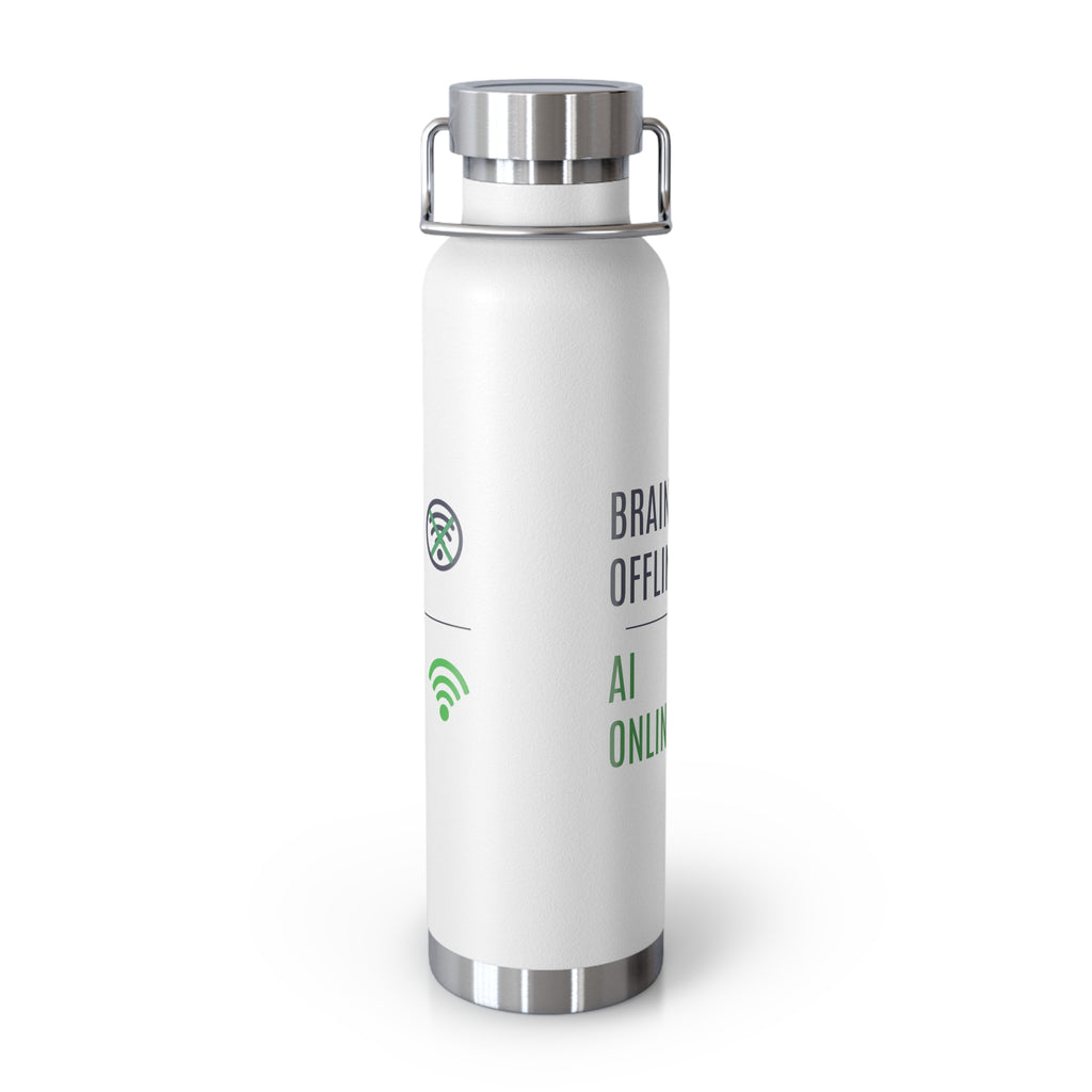 Water Bottle featuring "Brain Offline, AI Online" AI humor design by AIronic, gallery view 9