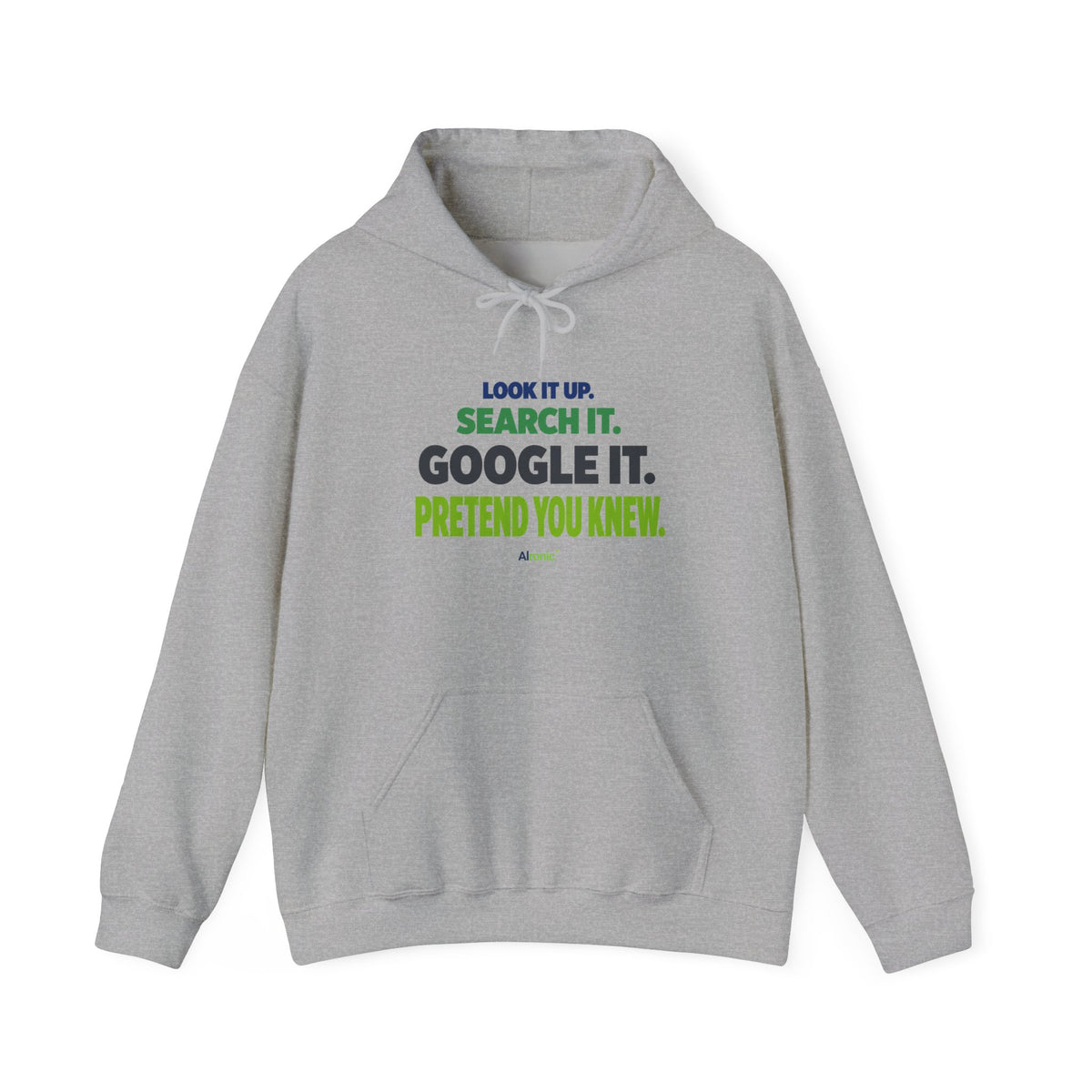 AIronic hoodie featuring "Google It" AI humor design, gallery view 4