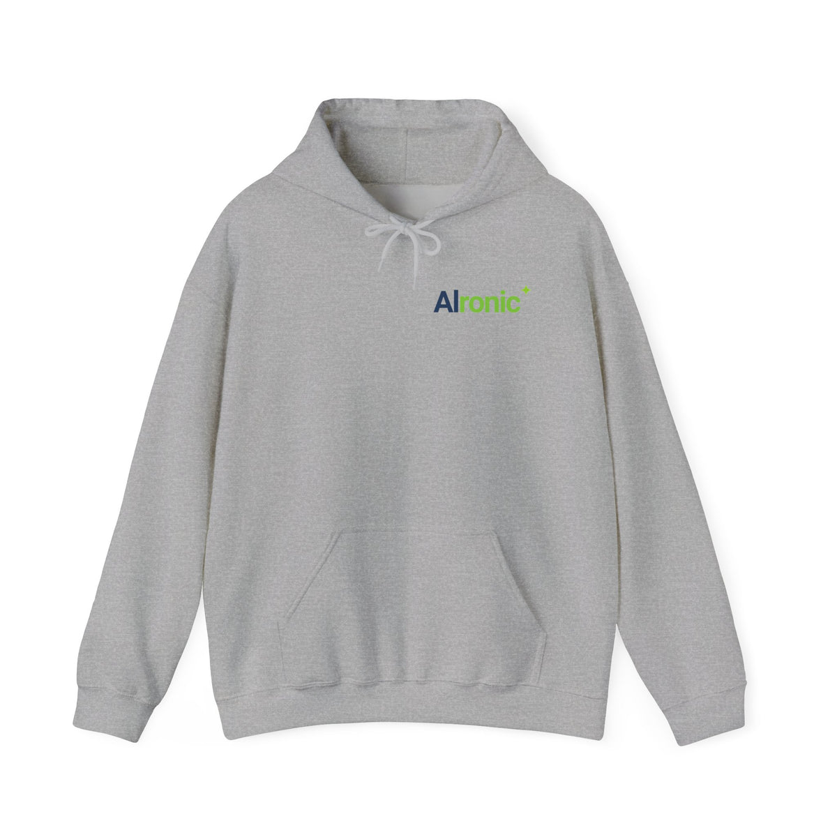 Sport Grey Hoodie featuring "AIronic Logo" AI humor design by AIronic, gallery view 4