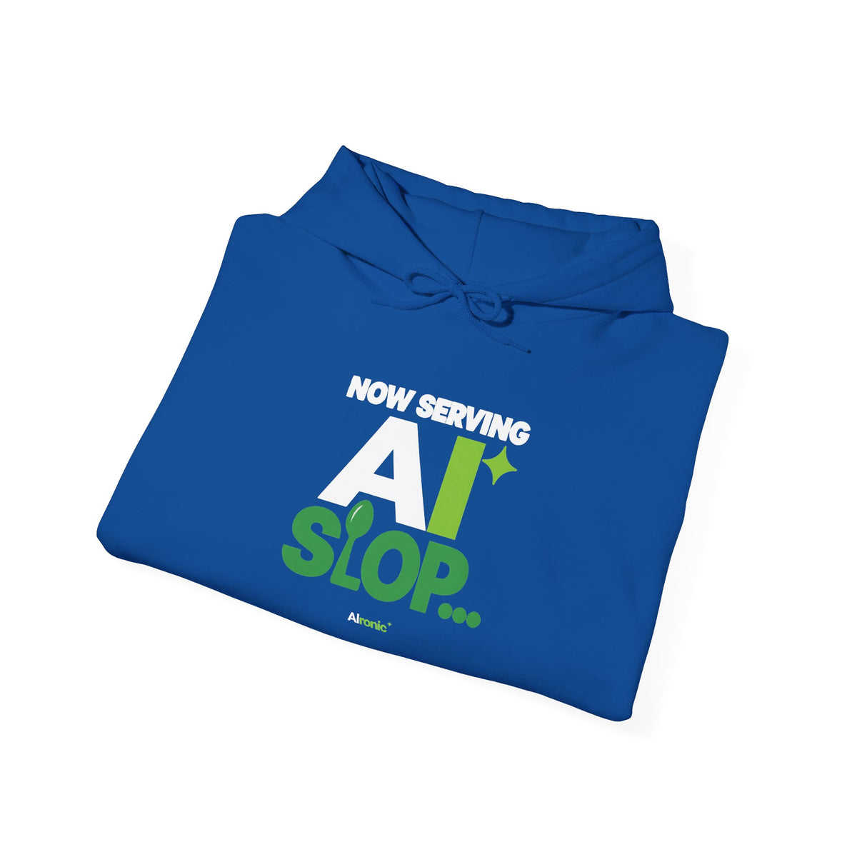 AIronic hoodie featuring "Now Serving AI Slop" AI humor design, gallery view 38