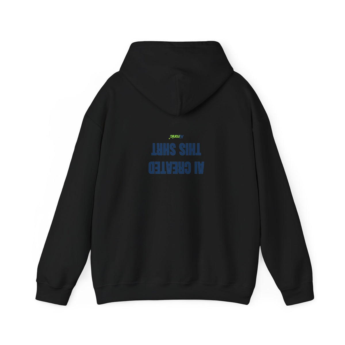 Sport Grey hoodie featuring minimal “AI created this shirt” AI humor design by AIronic, catalog view 2