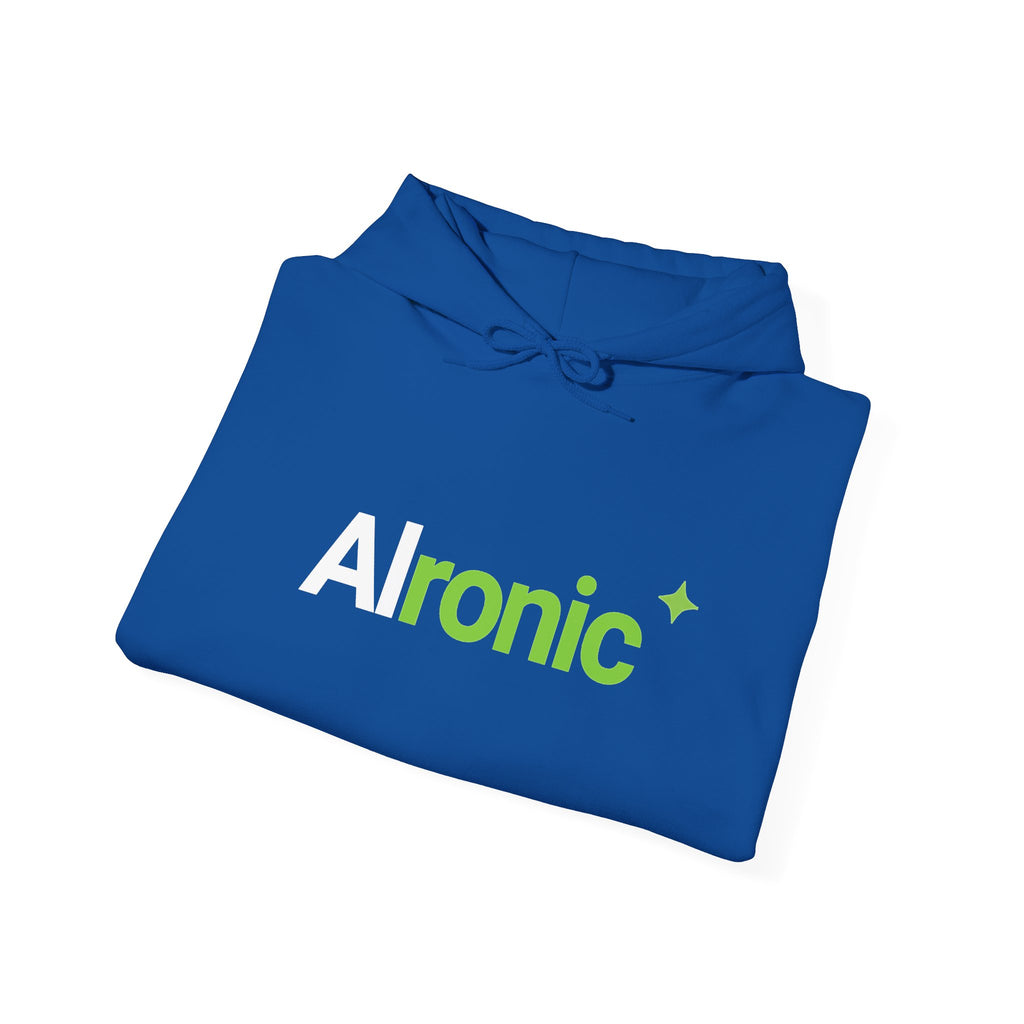 Heliconia hoodie featuring “AI created this shirt” AI humor design by AIronic, catalog view 3
