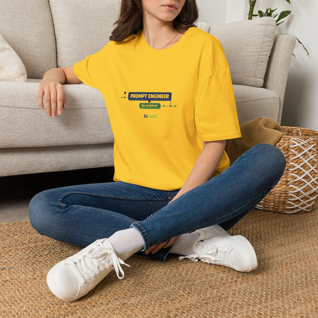T-Shirt featuring "Prompt Engineer by Accident" AI humor design by AIronic, gallery view 31
