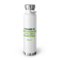 White 22oz water bottle featuring "I trained my replacement. It still needs prompting." AIronic design, front view