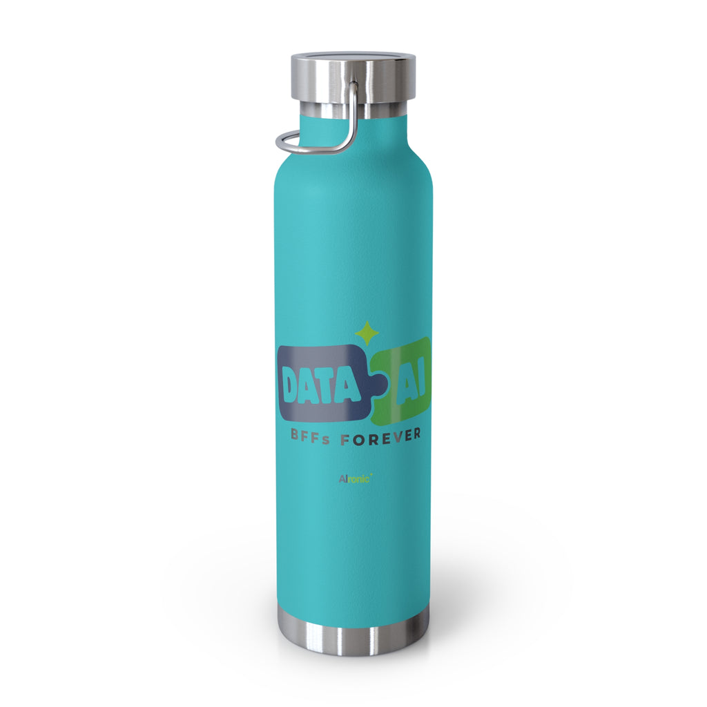 AIronic Water Bottle featuring "Data + AI BFFs Forever" AI humor design, gallery view 14