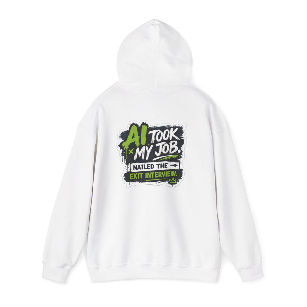 Hoodie featuring “AI Took My Job” AI humor design by AIronic, gallery view 14