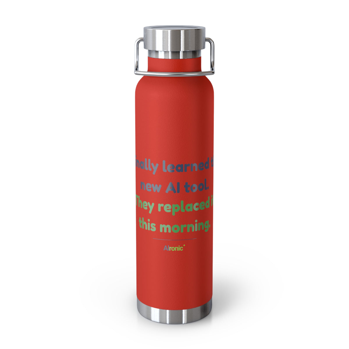 Water Bottle featuring “They Replaced the AI Tool” AI humor design by AIronic, gallery view 2