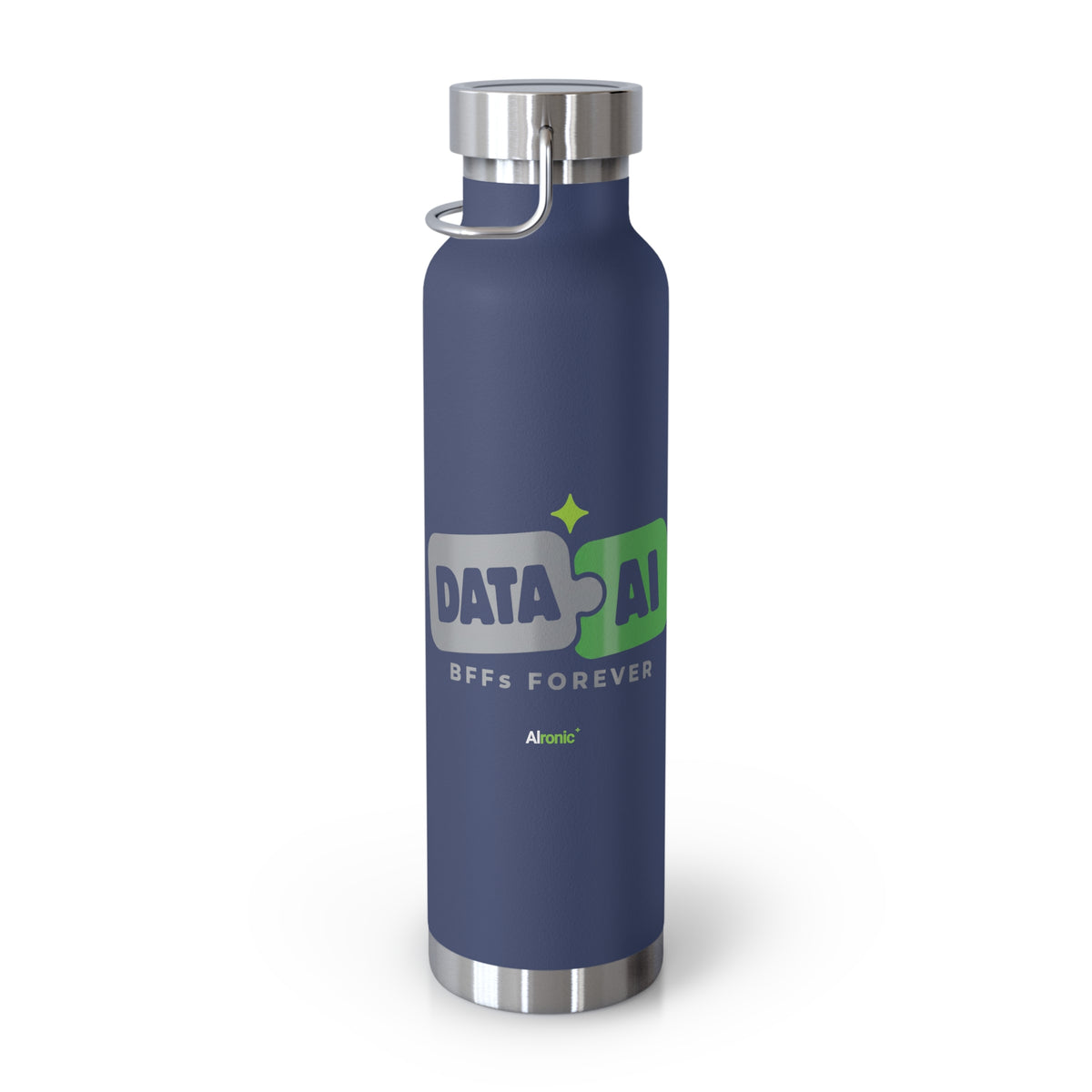 AIronic Water Bottle featuring "Data + AI BFFs Forever" AI humor design, gallery view 16