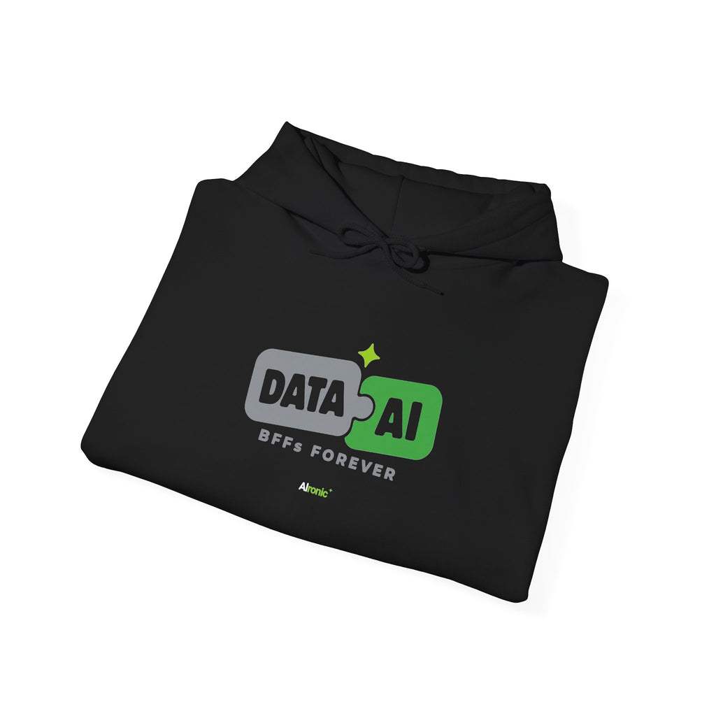 AIronic Hoodie featuring "Data + AI BFFs Forever" AI humor design, gallery view 17
