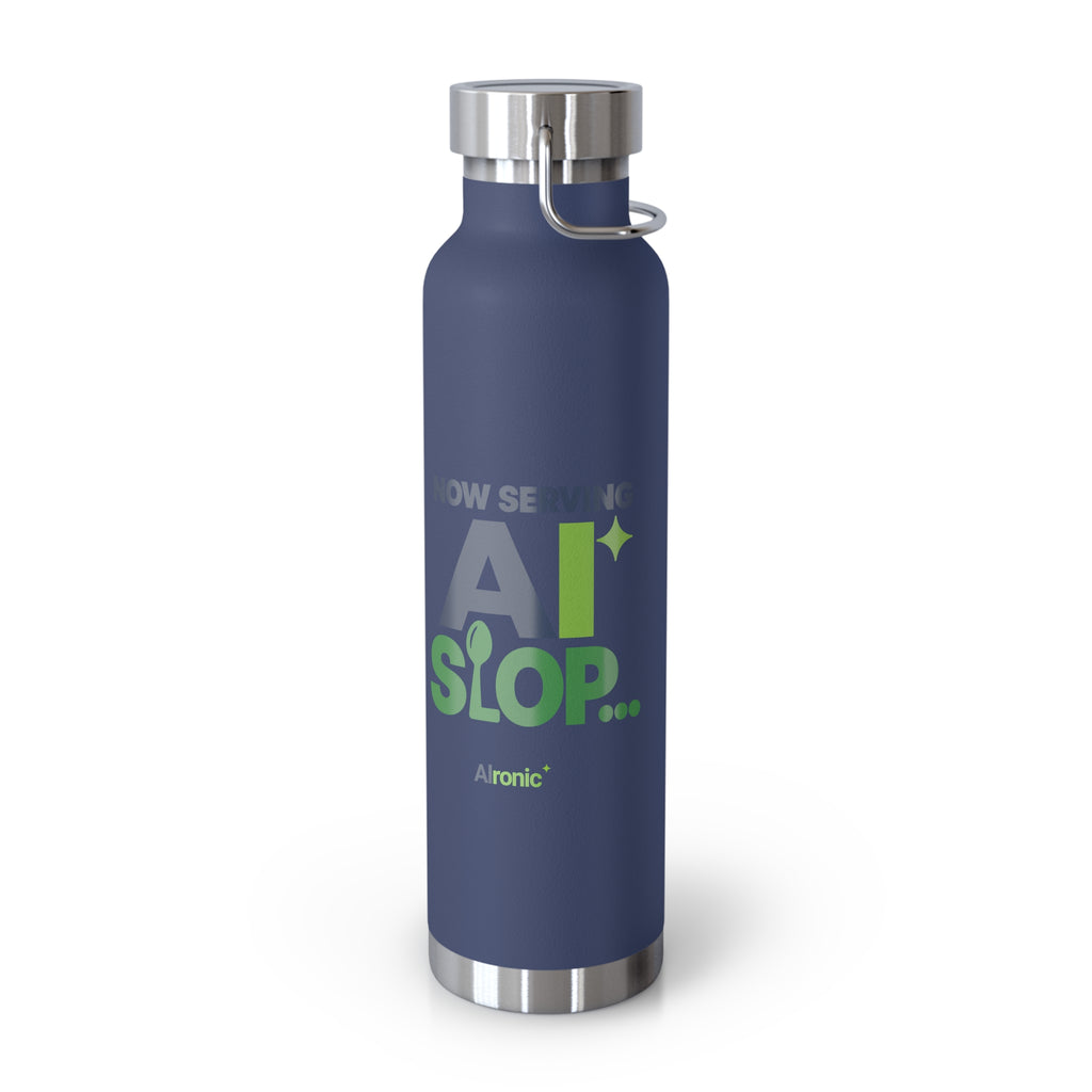 AIronic water bottle featuring "Now Serving AI Slop" AI humor design, gallery view 23