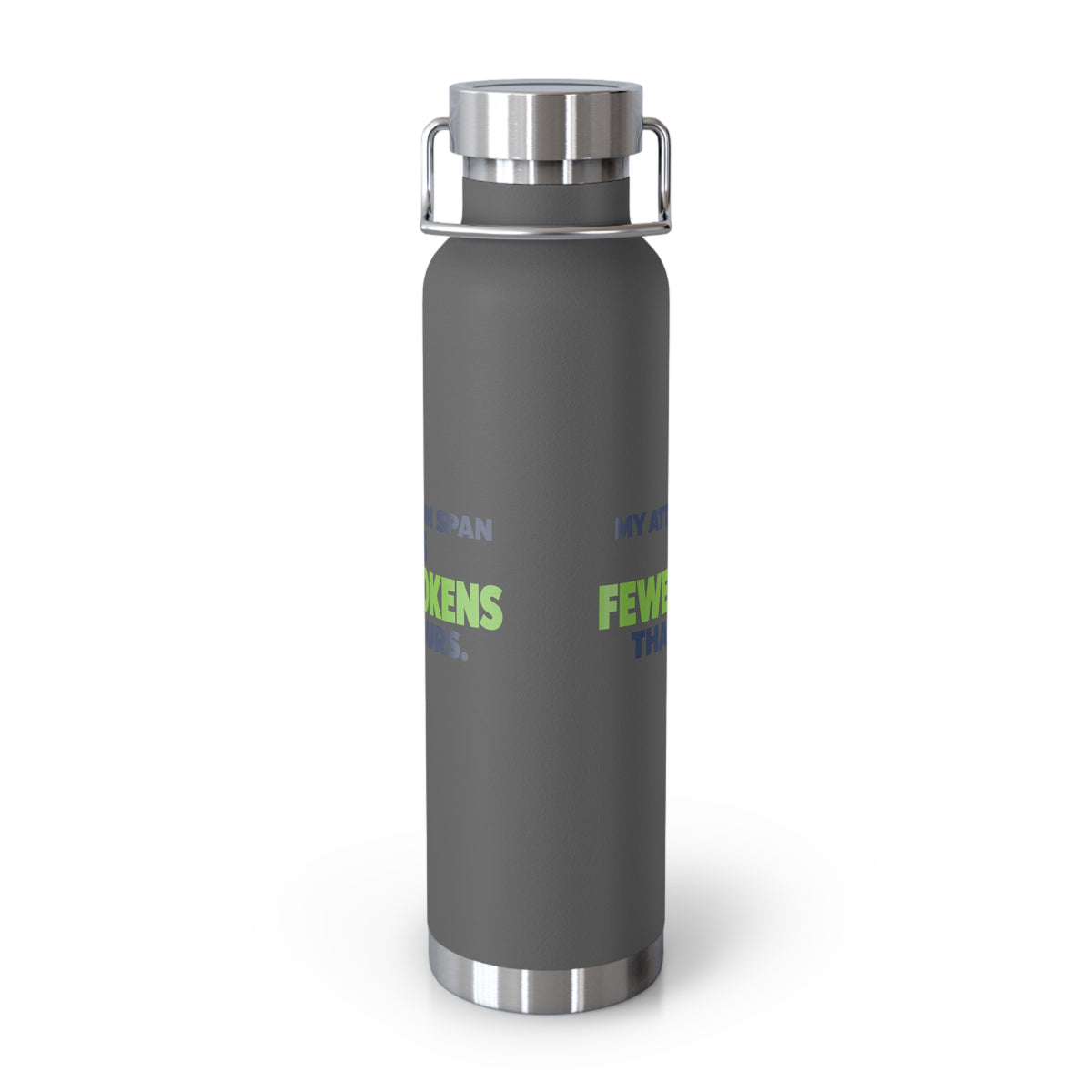 AIronic Water Bottle featuring "My Attention Span Has Fewer Tokens Than Yours" AI humor design, gallery view 3