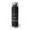 Black Water Bottle featuring "Thinking Now a Subscription" AI humor design by AIronic, gallery view 4