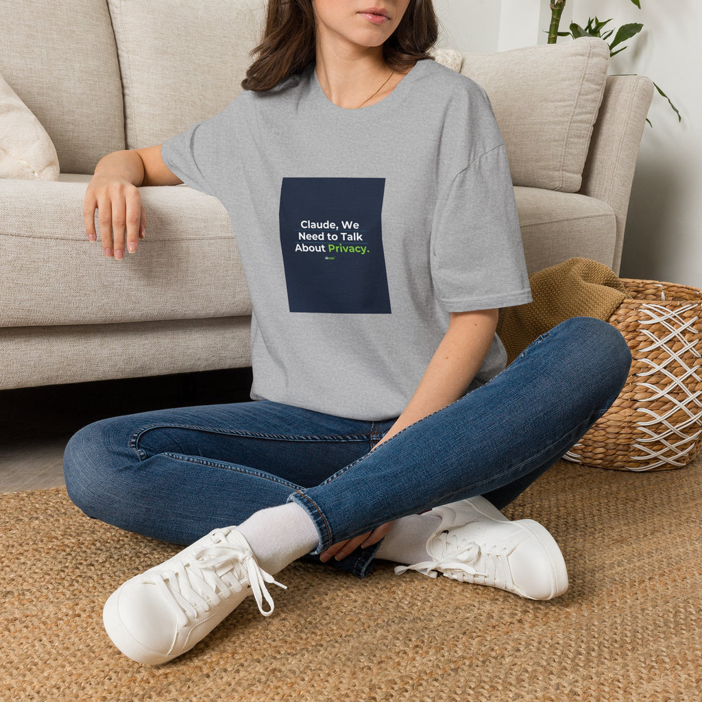 T-Shirt featuring "Claude Privacy" AI humor design by AIronic, gallery view 22