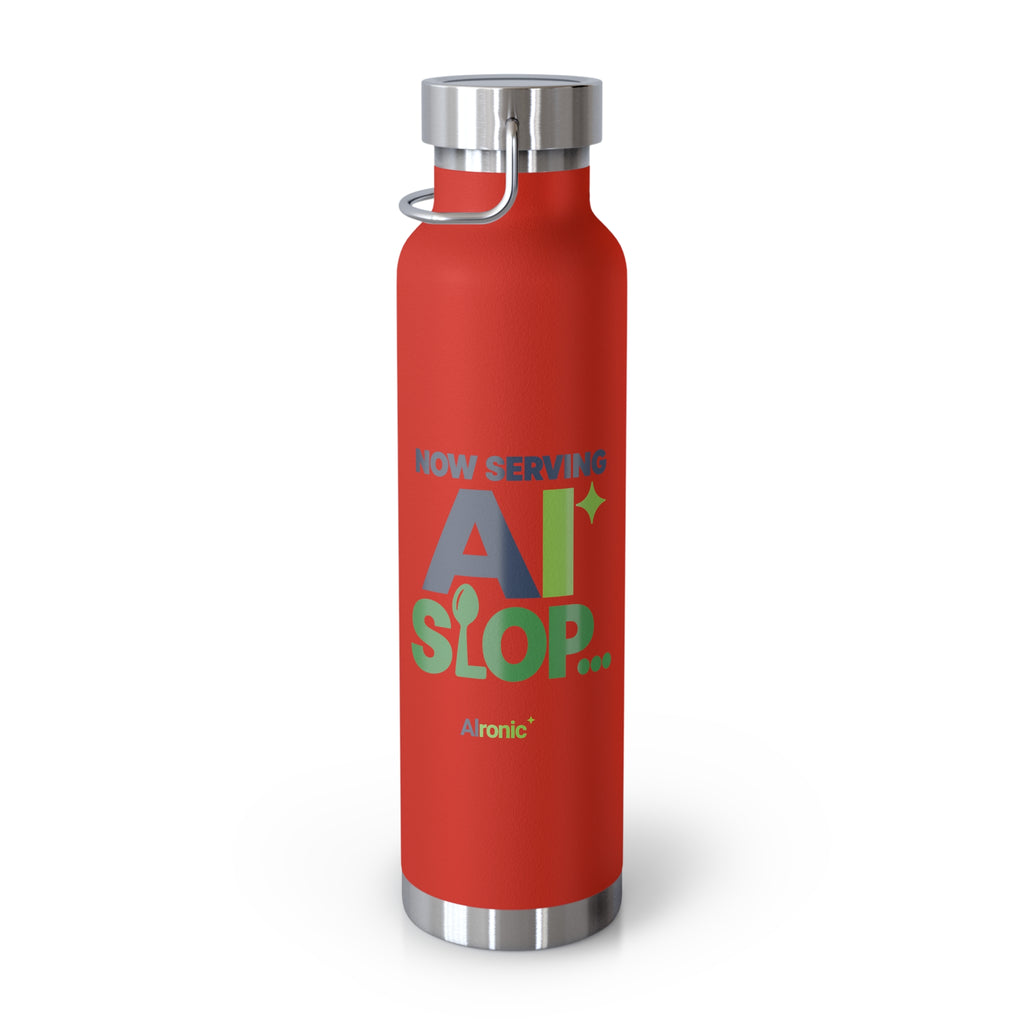 AIronic water bottle featuring "Now Serving AI Slop" AI humor design, gallery view 12