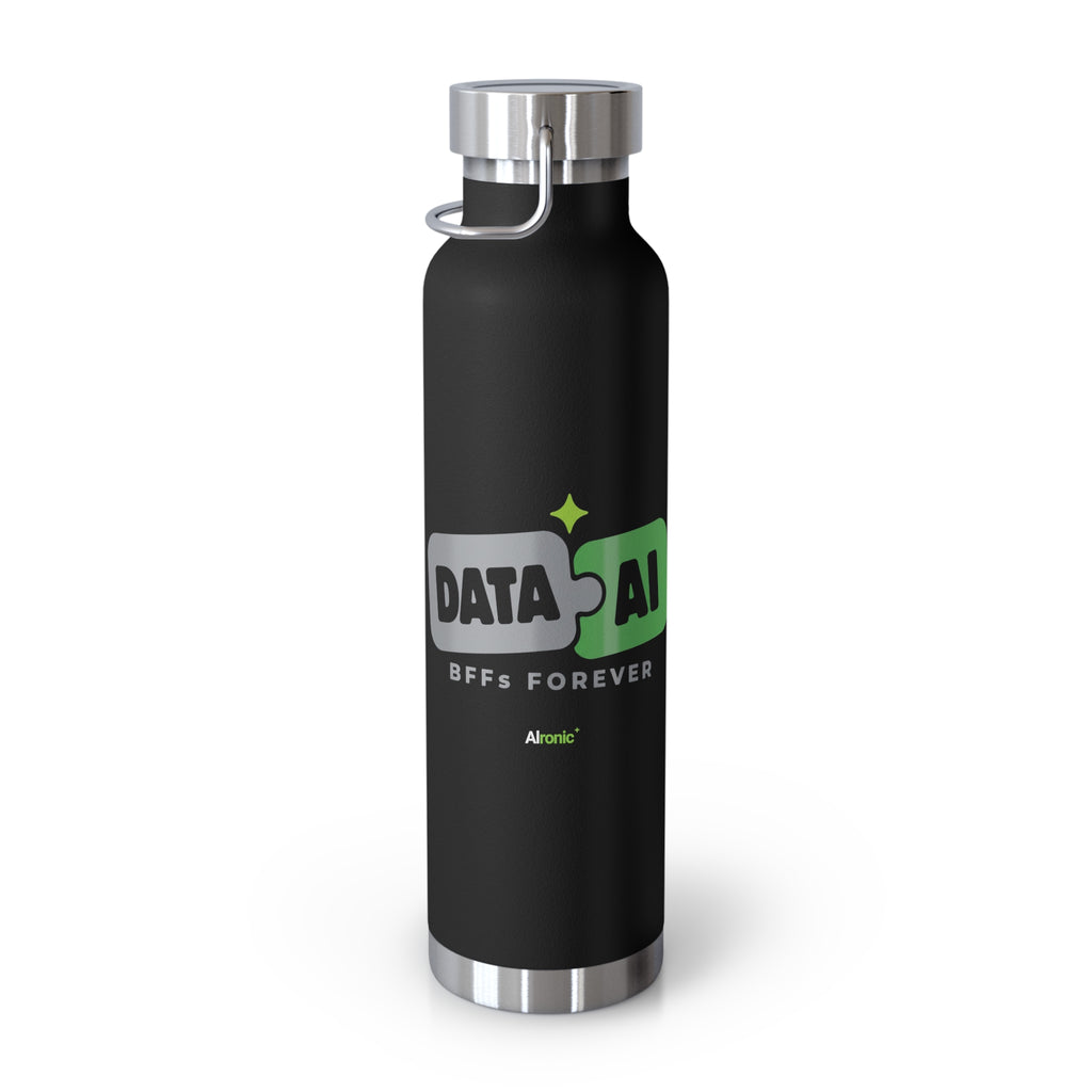 AIronic Water Bottle featuring "Data + AI BFFs Forever" AI humor design, gallery view 12
