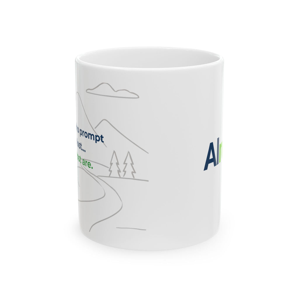 Mug featuring "AI Wandering" AI humor design by AIronic, gallery view 3