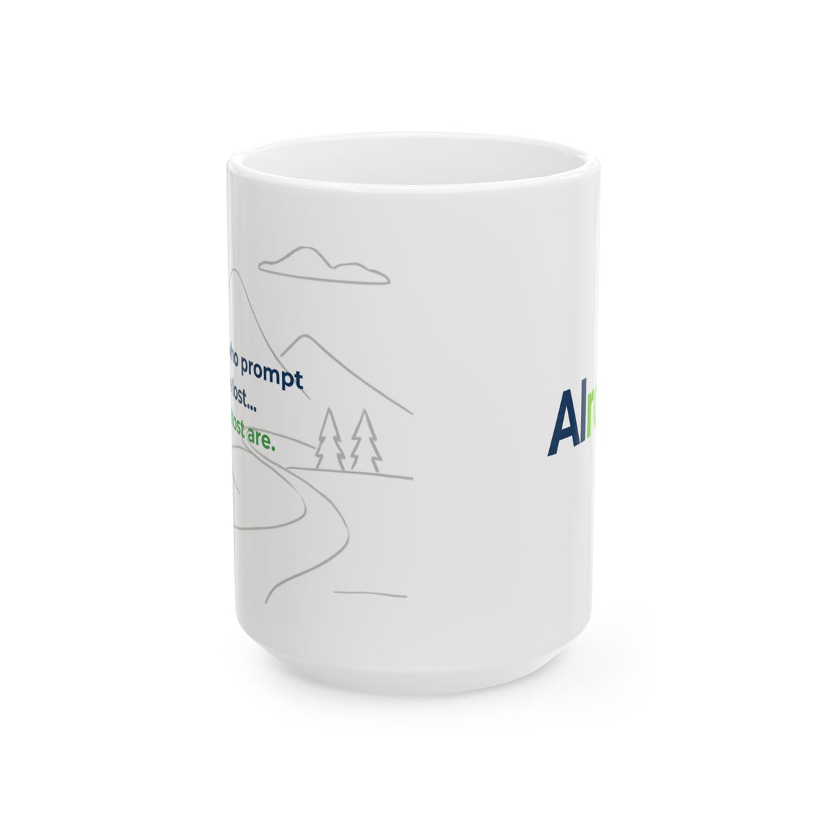Mug featuring "AI Wandering" AI humor design by AIronic, gallery view 2