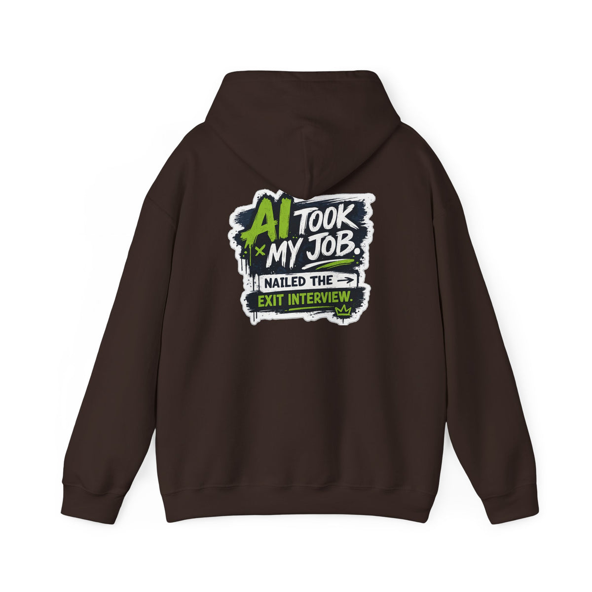Hoodie featuring “AI Took My Job” AI humor design by AIronic, gallery view 28