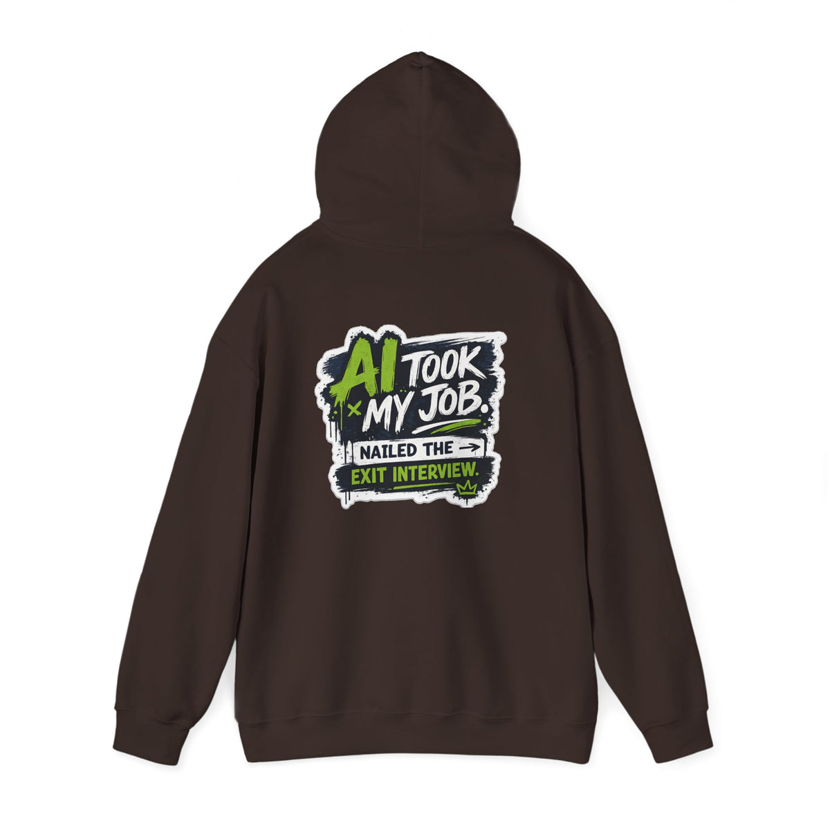Hoodie featuring “AI Took My Job” AI humor design by AIronic, gallery view 29
