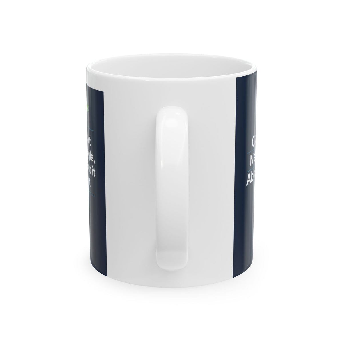 Mug featuring "We Don't Talk Privacy" AI humor design by AIronic, gallery view 4