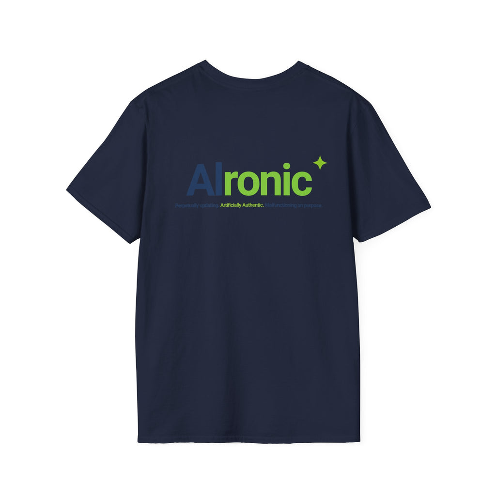 T-Shirt featuring "AIronic Minimal Logo Edition" AI humor design by AIronic, gallery view 39