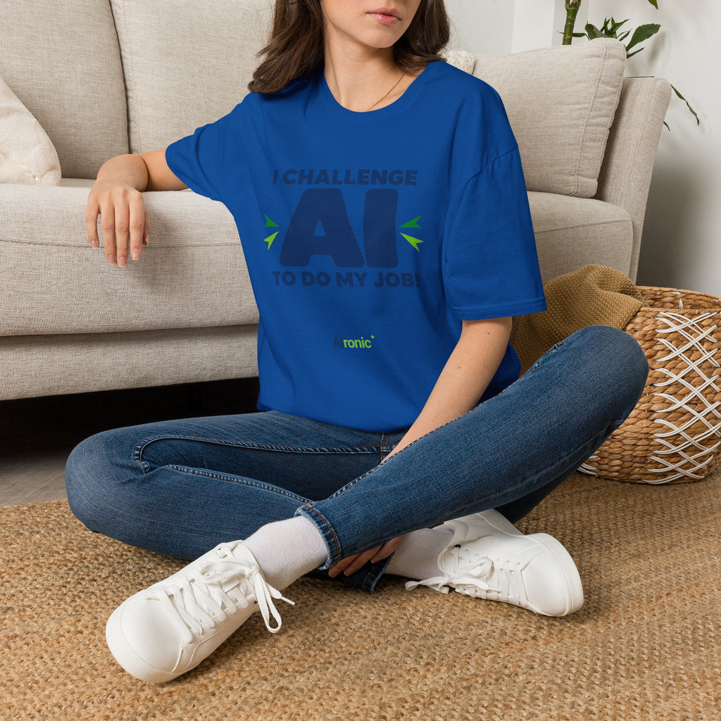 T-shirt featuring "I Challenge AI to Do My Job" by AIronic, product view 37