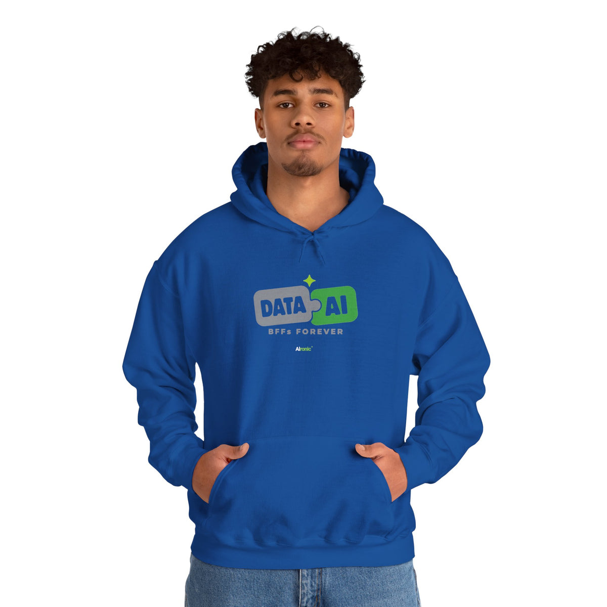AIronic Hoodie featuring "Data + AI BFFs Forever" AI humor design, gallery view 39