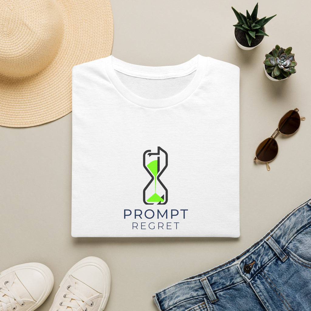 T-Shirt featuring "Prompt Regret Hourglass" AI humor design by AIronic, gallery view 10