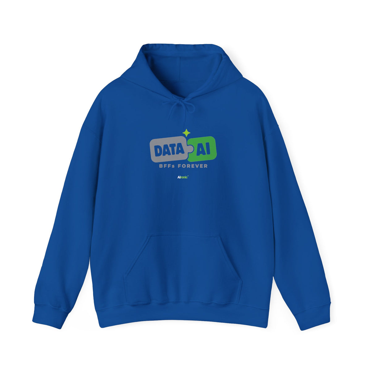 AIronic Hoodie featuring "Data + AI BFFs Forever" AI humor design, gallery view 9