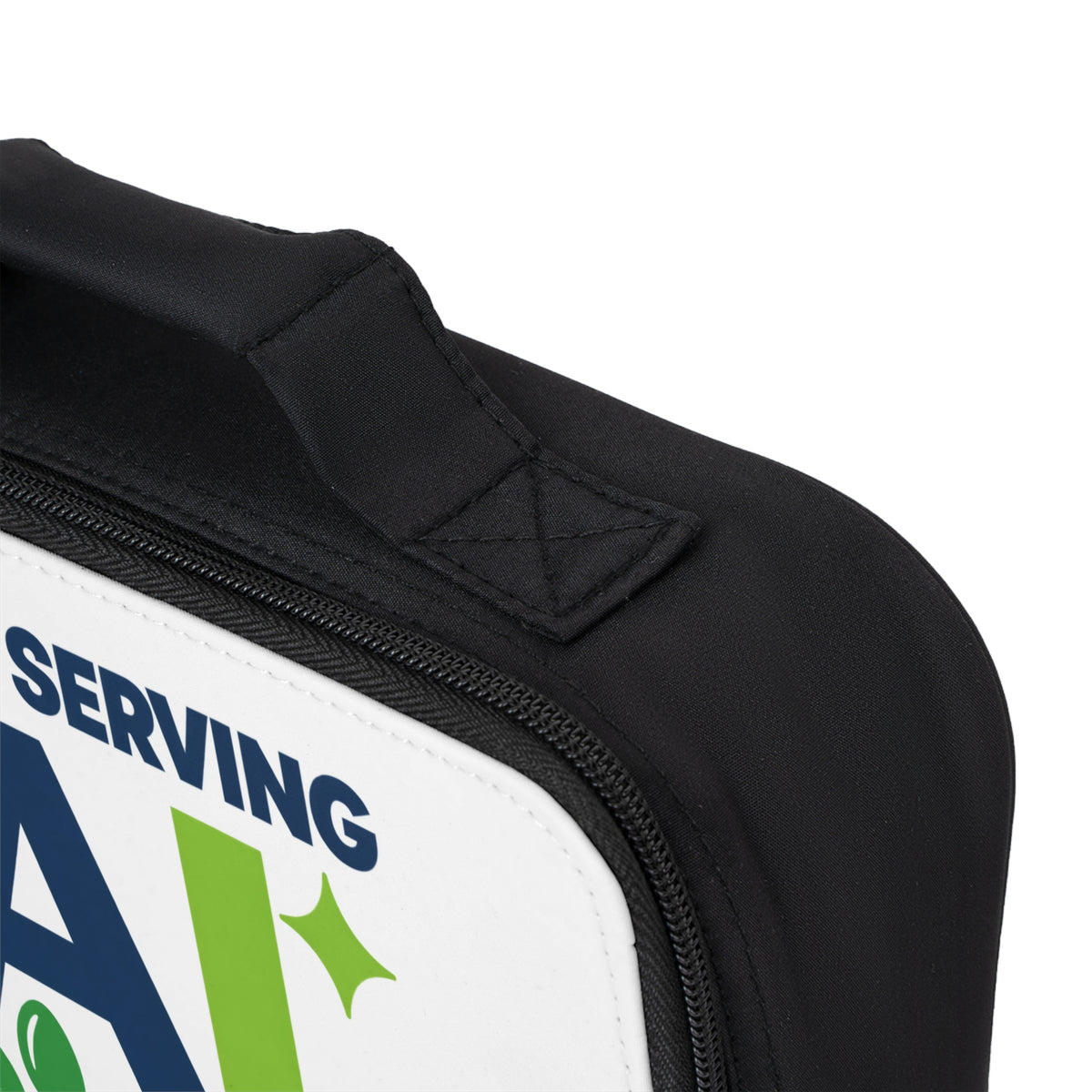 AIronic lunch bag featuring "Now Serving AI Slop" AI humor design, gallery view 3