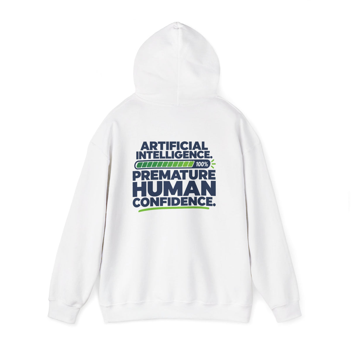 AIronic hoodie featuring "Premature Human Confidence" AI humor design, gallery view 14