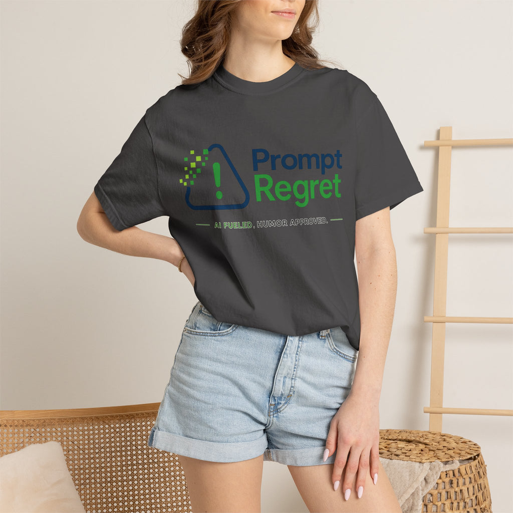 T-Shirt featuring "Prompt Regret" AI humor design by AIronic, gallery view 21