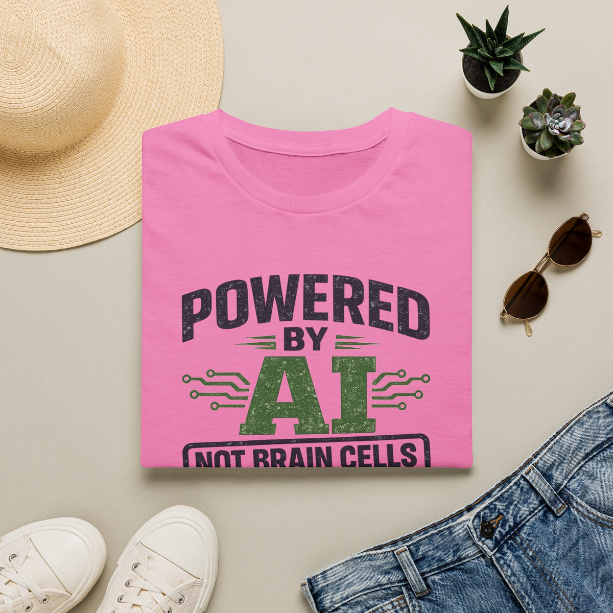 Azalea T-Shirt featuring "Powered by AI" AI humor design by AIronic, gallery view 10