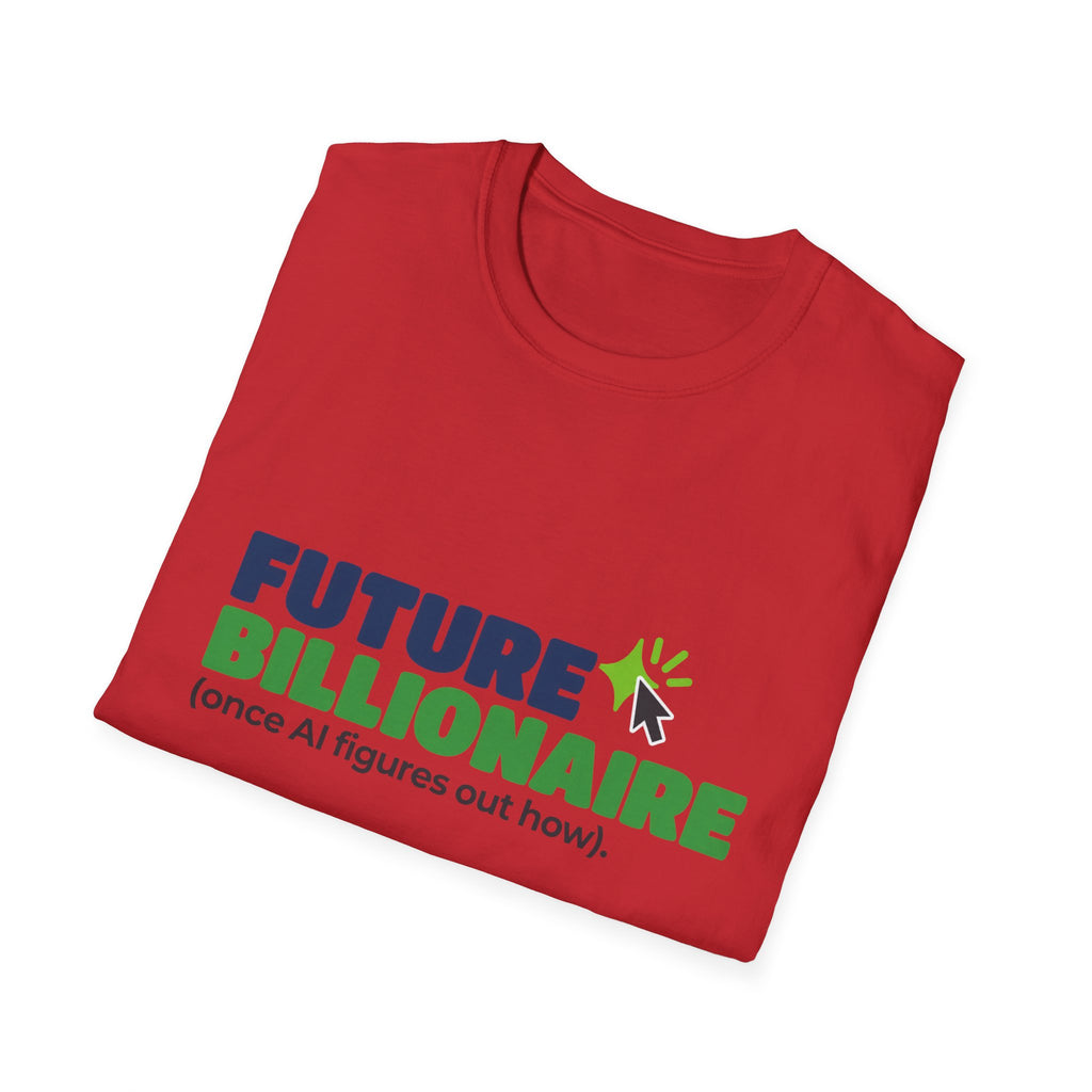 Royal T-shirt featuring “Future billionaire, once AI figures out how” AI humor design by AIronic, catalog view 5