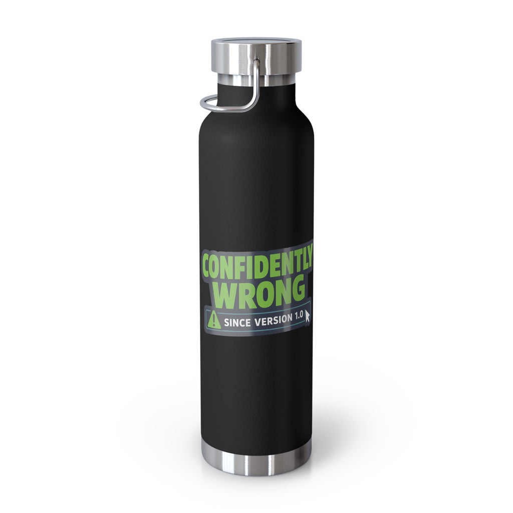Water Bottle featuring "Confidently Wrong" AI humor design by AIronic, gallery view 15