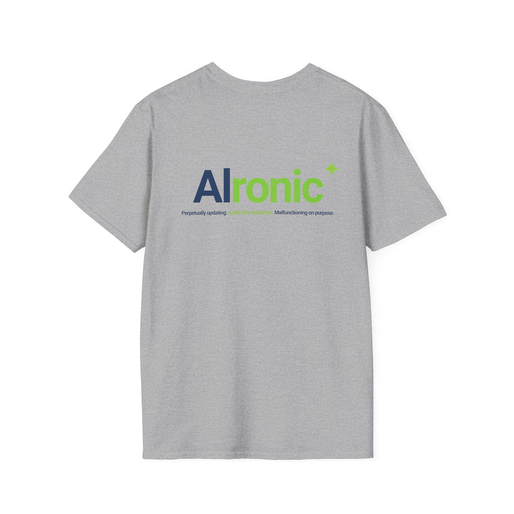 T-Shirt featuring "AIronic Minimal Logo Edition" AI humor design by AIronic, gallery view 24
