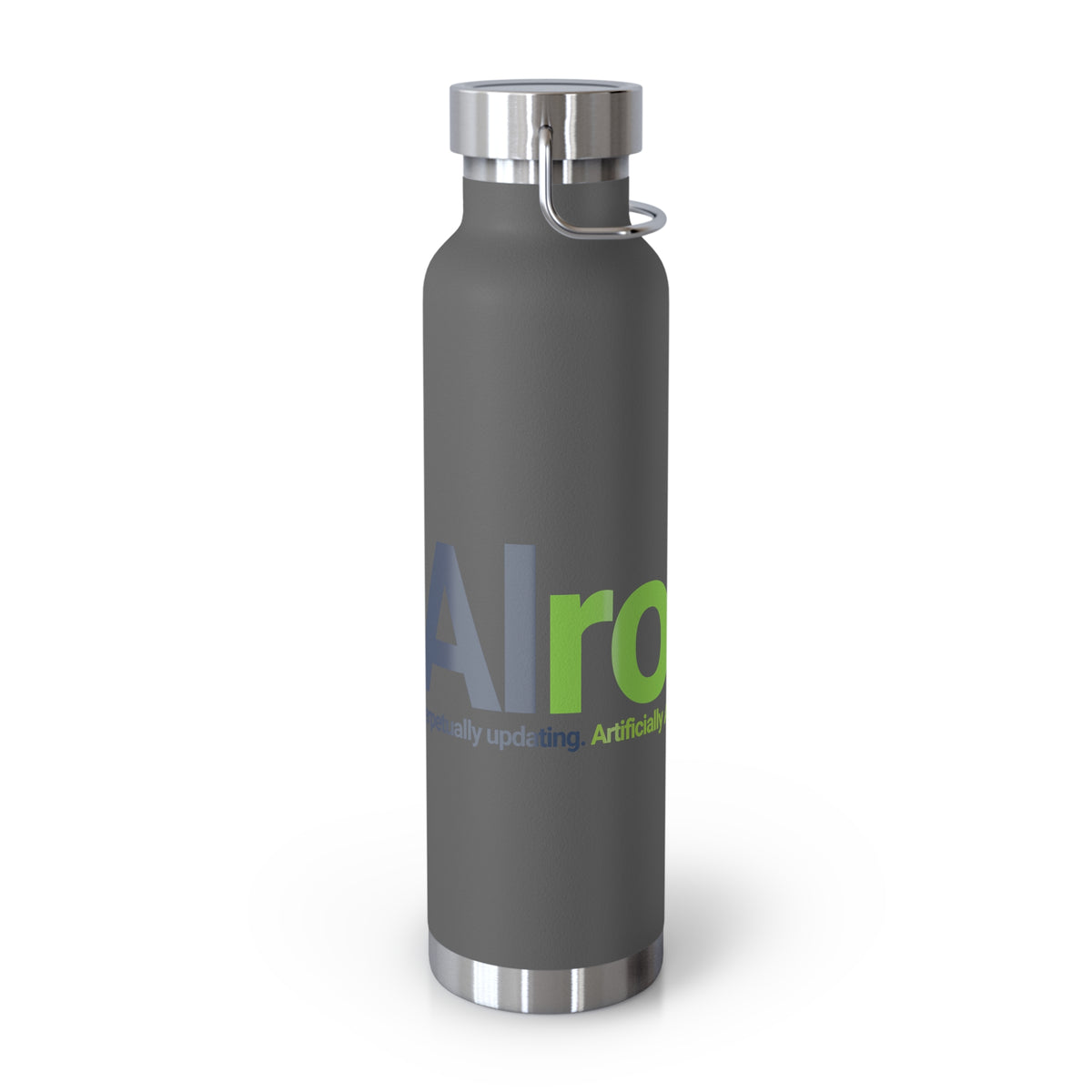 Grey Water Bottle featuring "AIronic Logo" AI humor design by AIronic, gallery view 3